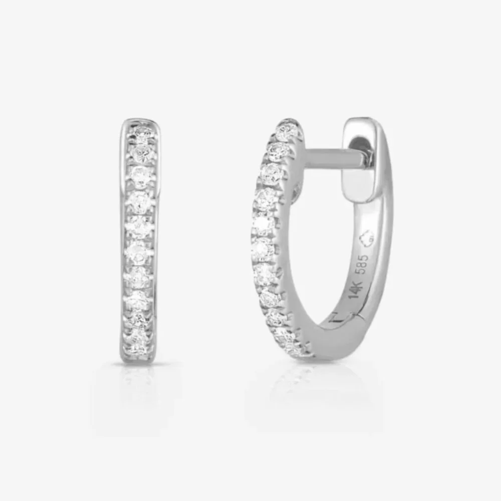 Ring Concierge Petite Diamond Huggies 14K White Gold - Picture 1 of 4